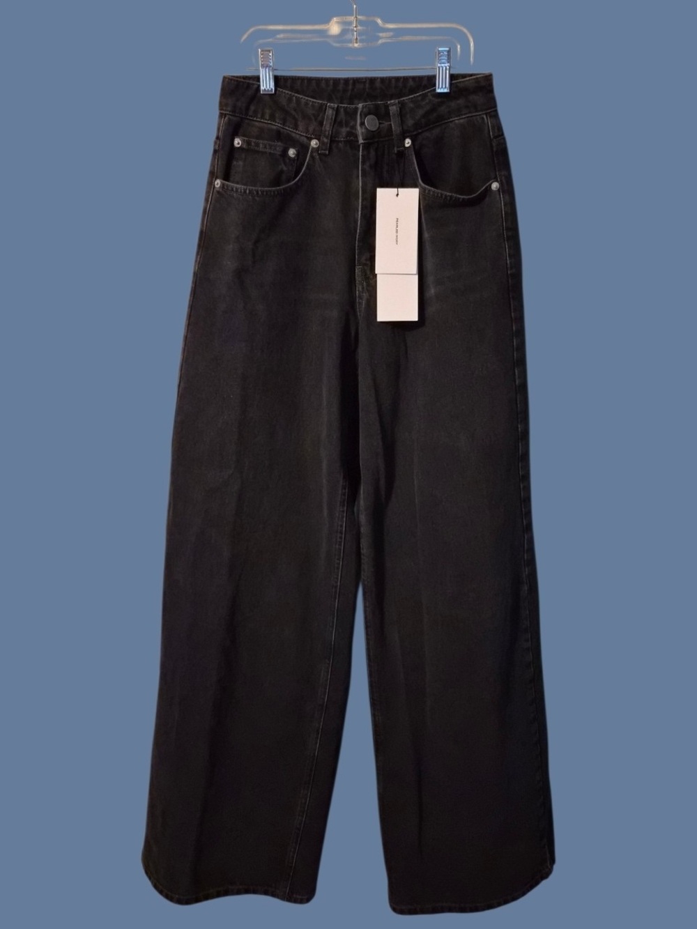 Wide Legged Shadow Black Pearled Ivory Jeans